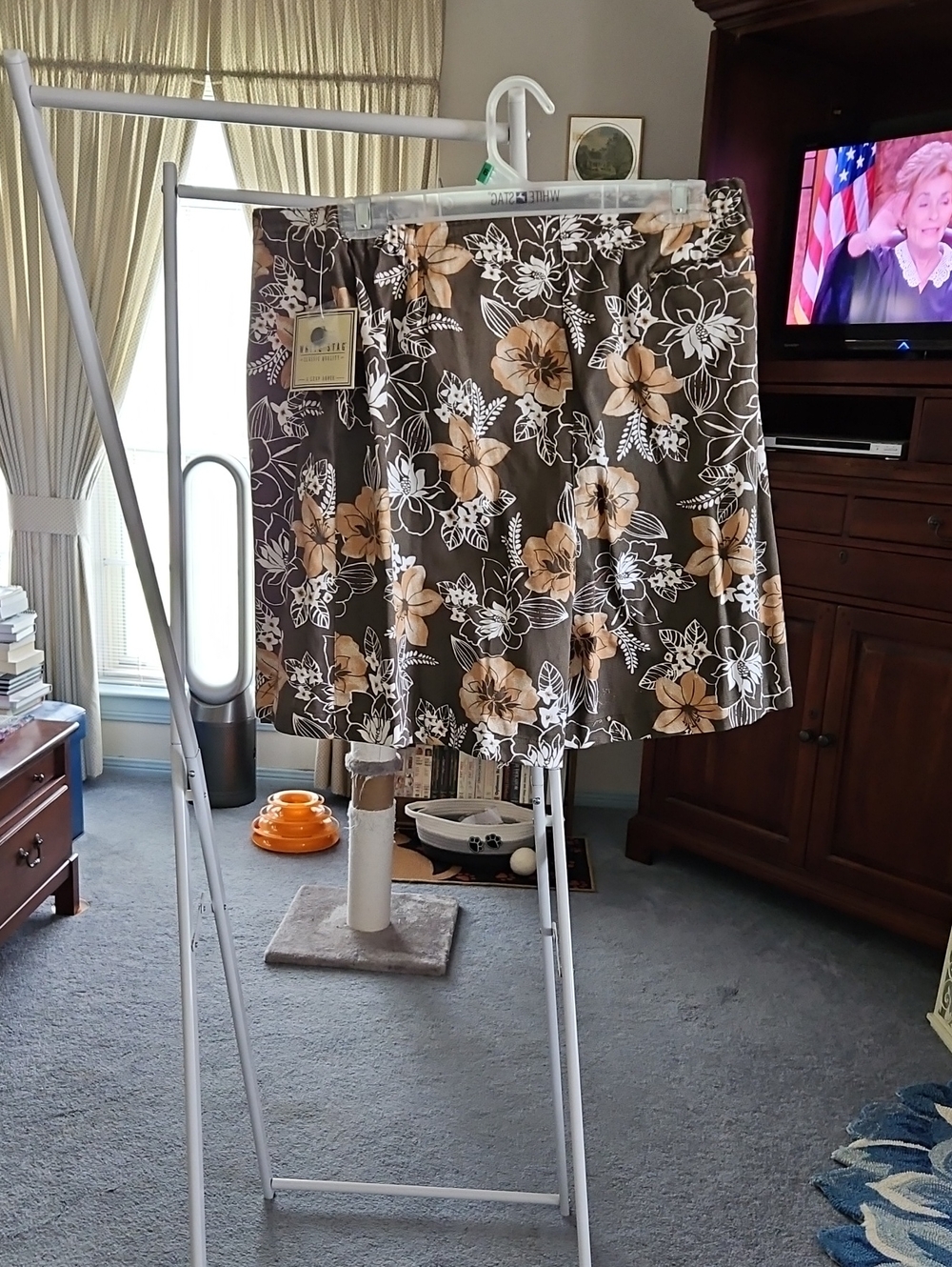 Floral A-Line Skort in Brown and Cream - Classic Women's Skirt